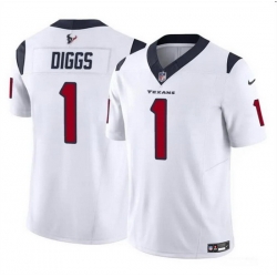 Men Houston Texans 1 Stefon Diggs White 2024 F U S E Vapor Untouchable Stitched Football Jersey