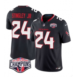 Men Houston Texans 24 Derek Stingley Jr  Navy F U S E  2024 AFC South Division Champions Vapor Limited Stitched Football Jersey