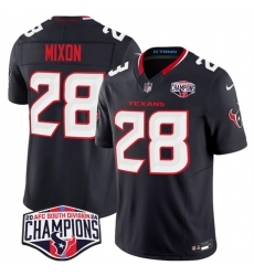 Men Houston Texans 28 Joe Mixon Navy F U S E  2024 AFC South Division Champions Vapor Limited Stitched Football Jersey