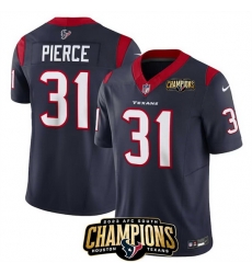 Men Houston Texans 31 Dameon Pierce Navy 2023 F U S E  AFC South Champions Patch Vapor Untouchable Limited Stitched Football Jersey