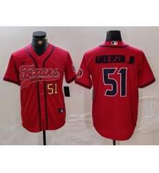 Men Houston Texans 51 Will Anderson Jr  Red With Patch Cool Base Stitched Baseball Jersey 2