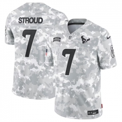 Men Houston Texans 7 C J  Stroud 2024 Arctic Camo Salute To Service Limited Stitched Football Jersey