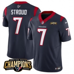 Men Houston Texans 7 C J  Stroud Navy 2023 F U S E  AFC South Champions Patch Vapor Untouchable Limited Stitched Football Jersey