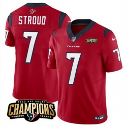 Men Houston Texans 7 C J  Stroud Red 2023 F U S E  AFC South Champions Patch Vapor Untouchable Limited Stitched Football Jersey