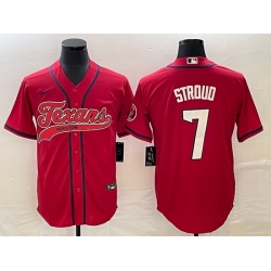 Men Houston Texans 7 C J  Stroud Red With Patch Cool Base Stitched Baseball Jersey