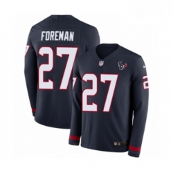 Men Nike Houston Texans 27 DOnta Foreman Limited Navy Blue Therma Long Sleeve NFL Jerse