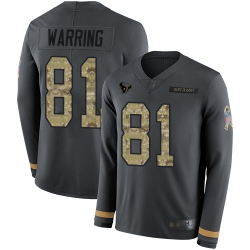 Texans 81 Kahale Warring Anthracite Salute to Service Men Stitched Football Limited Therma Long Sleeve Jersey