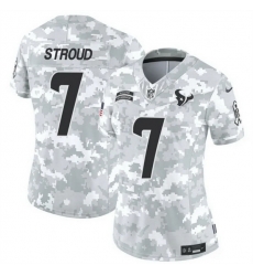 Women Houston Texans 7 C J  Stroud 2024 F U S E Arctic Camo Salute To Service Limited Stitched Football Jersey