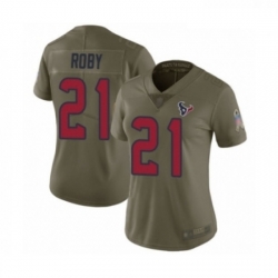 Womens Houston Texans 21 Bradley Roby Limited Olive 2017 Salute to Service Football Jersey