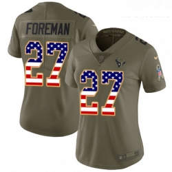 Womens Nike Houston Texans 27 DOnta Foreman Limited OliveUSA Flag 2017 Salute to Service NFL Jersey