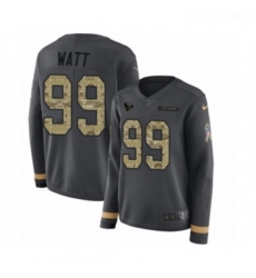 Womens Nike Houston Texans 99 JJ Watt Limited Black Salute to Service Therma Long Sleeve NFL Jersey