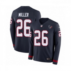 Youth Nike Houston Texans 26 Lamar Miller Limited Navy Blue Therma Long Sleeve NFL Jersey