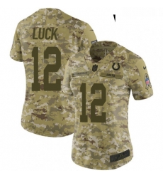 Womens Nike Indianapolis Colts 12 Andrew Luck Limited Camo 2018 Salute to Service NFL Jersey