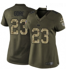 Womens Nike Indianapolis Colts 23 Frank Gore Elite Green Salute to Service NFL Jersey