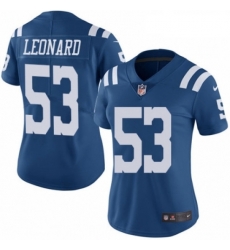 Womens Nike Indianapolis Colts 53 Darius Leonard Limited Royal Blue Rush Vapor Untouchable NFL Jersey