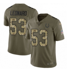 Youth Nike Indianapolis Colts 53 Darius Leonard Limited Olive Camo 2017 Salute to Service NFL Jersey