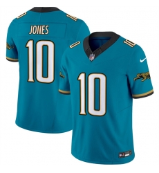 Men Jacksonville Jaguars 10 Mac Jones Teal 2024 F U S E  Prowler Throwback Vapor Limited Stitched Football Jersey