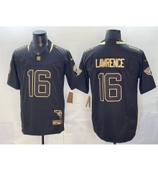 Men Jacksonville Jaguars 16 Trevor Lawrence Black Gold 2025 F U S E With Patch Vapor Untouchable Limited Stitched Jersey Men Jacksonville Jaguars 16 Trevor Lawrence Black Gold 2025 F U S E With Patch Vapor Untouchable Limited Stitched Jersey