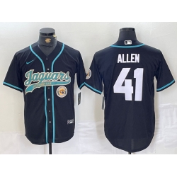 Men Jacksonville Jaguars 41 Josh Allen Black With Patch Cool Base Stitched Baseball Jersey 1