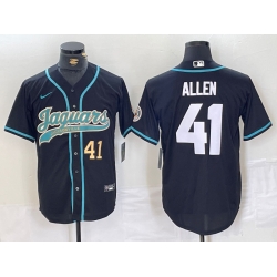 Men Jacksonville Jaguars 41 Josh Allen Black With Patch Cool Base Stitched Baseball Jersey 2