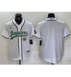 Men Jacksonville Jaguars  White With Patch Cool Base Stitched Baseball Jersey