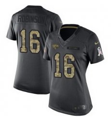 Nike Jaguars #16 Denard Robinson Black Womens Stitched NFL Limited 2016 Salute to Service Jersey