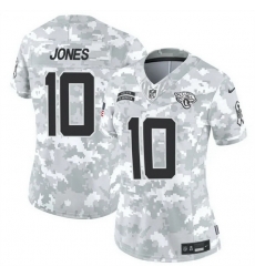 Women Jacksonville Jaguars 10 Mac Jones 2024 F U S E Arctic Camo Salute To Service Limited Stitched Football Jersey