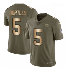 Youth Nike Jacksonville Jaguars 5 Blake Bortles Limited OliveGold 2017 Salute to Service NFL Jersey