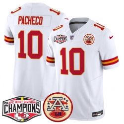 Men Kansas City Chiefs 10 Isiah Pachecoy White F U S E  2024 AFC West Division Champions Vapor Limited Stitched Football Jersey