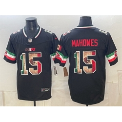 Men Kansas City Chiefs  15 Patrick Mahomes Black F U S E  Mexico Vapor Untouchable Limited Stitched Football Jersey