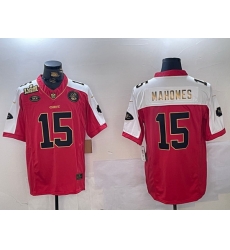 Men Kansas City Chiefs 15 Patrick Mahomes Red With Gold Super Bowl LVIII Patch Limited Stitched Football Jersey