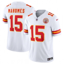 Men   Kansas City Chiefs 15 Patrick Mahomes White 2023 F U S E  Vapor Untouchable Limited Stitched Jersey