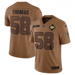 Men   Kansas City Chiefs 58 Derrick Thomas 2023 Brown Salute To Service Limited Stitched Jersey