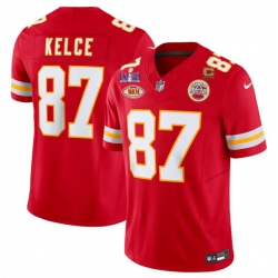 Men Kansas City Chiefs 87 Travis Kelce Red F U S E  With NKH Patch And Super Bowl LVIII Patch Vapor Untouchable Limited Stitched Football Jersey