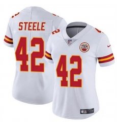 Women Kansas City Chiefs 42 Carson Steele White Vapor Untouchable Limited Stitched Jersey