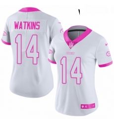 Womens Nike Kansas City Chiefs 14 Sammy Watkins Limited WhitePink Rush Fashion NFL Jersey