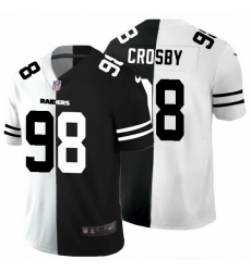 Las Vegas Raiders 98 Maxx Crosby Men Black V White Peace Split Nike Vapor Untouchable Limited NFL Jersey