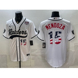 Men Las Vegas Raiders  15 Fernando Mendoza White USA 250 Fourth of July Vapor Limited Stitched Baseball Jersey