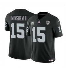 Men Las Vegas Raiders 15 Gardner Minshew II Black 2024 F U S E 65th Anniversary Patch Vapor Stitched Football Jersey