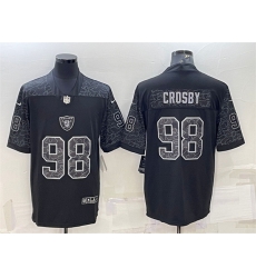 Men Las Vegas Raiders 98 Maxx Crosby Black Reflective Limited Stitched Football Jersey