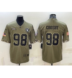 Men Las Vegas Raiders 98 Maxx Crosby Olive 2022 Salute To Service Limited Stitched Jersey