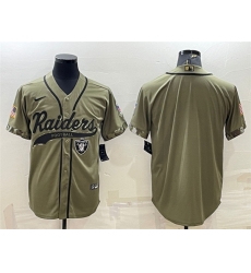 Men Las Vegas Raiders Blank Olive Salute To Service Cool Base Stitched Baseball Jersey