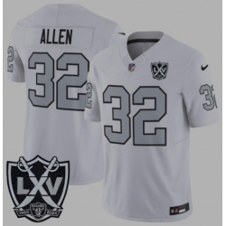 Men Las Vegas Raiders Marcus ALlen White Silver Patch F U S E Stitched Jersey
