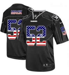 Mens Nike Oakland Raiders 52 Khalil Mack Elite Black USA Flag Fashion NFL Jersey