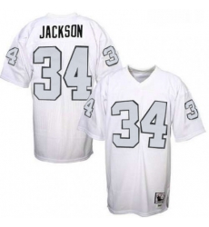 Mitchell And Ness Oakland Raiders 34 Bo Jackson White with Silver No Authentic NFL Jersey