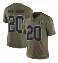 Nike Raiders #20 Obi Melifonwu Olive Mens Stitched NFL Limited 2017 Salute To Service Jersey