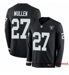 Raiders 27 Trayvon Mullen Black Team Color Men Stitched Football Limited Therma Long Sleeve Jersey