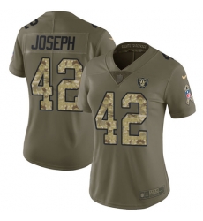 Nike Raiders #42 Karl Joseph Olive Camo Womens Stitched NFL Limited 2017 Salute to Service Jersey