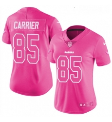 Women Nike Oakland Raiders 85 Derek Carrier Limited Pink Rush Fashion NFL Jersey