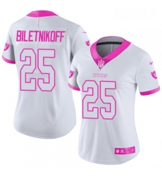 Womens Nike Oakland Raiders 25 Fred Biletnikoff Limited WhitePink Rush Fashion NFL Jersey